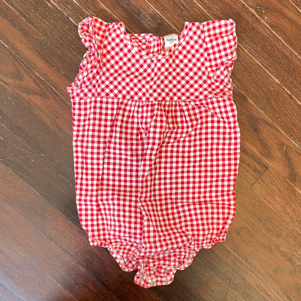 OshKosh B'gosh Red Checkered Baby Romper